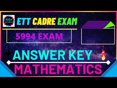 #NGx BATHINDA | ETT Paper 5994 (Solutions) (Maths Part)